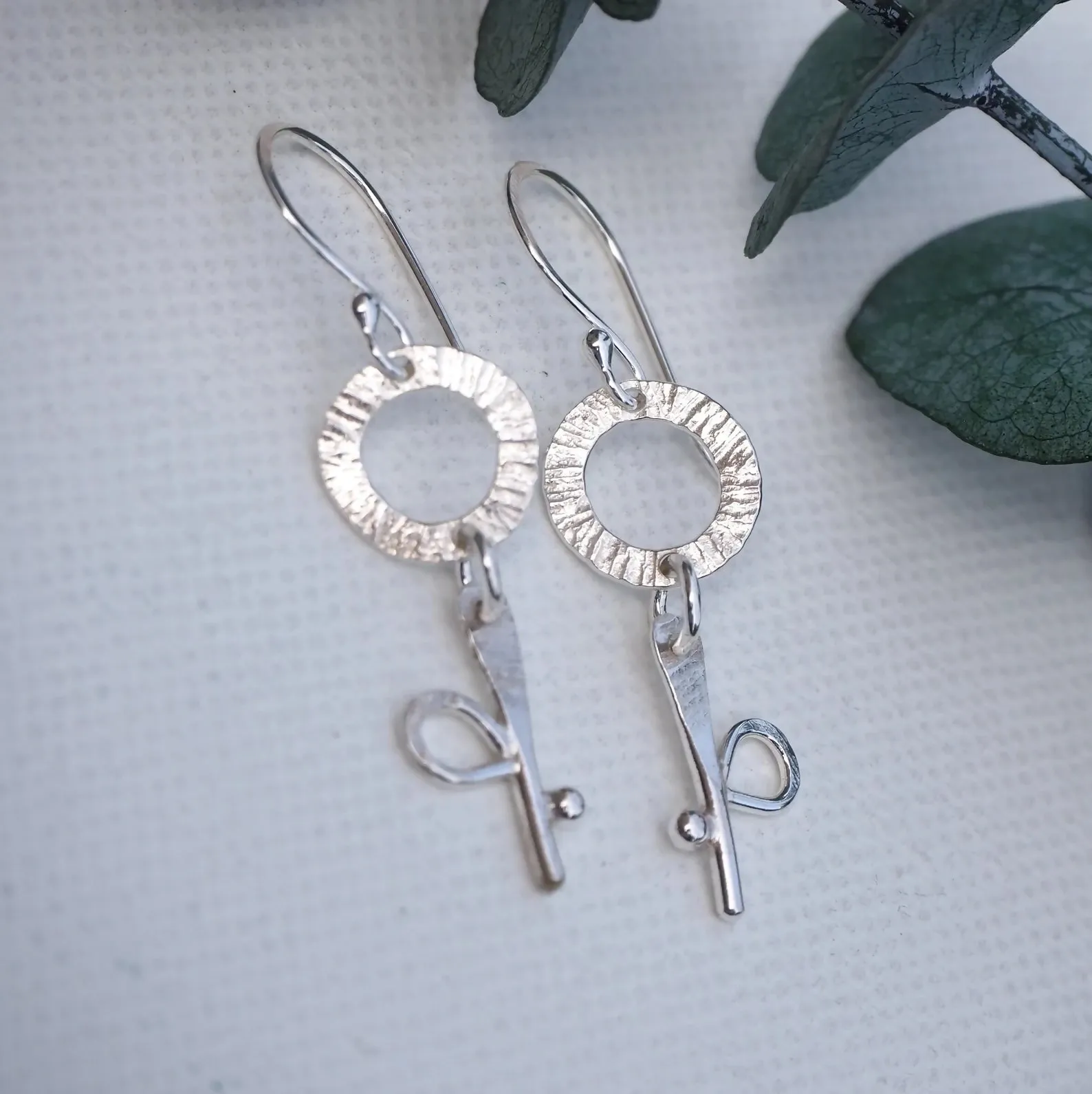 Flower - Silver Dangle Earrings