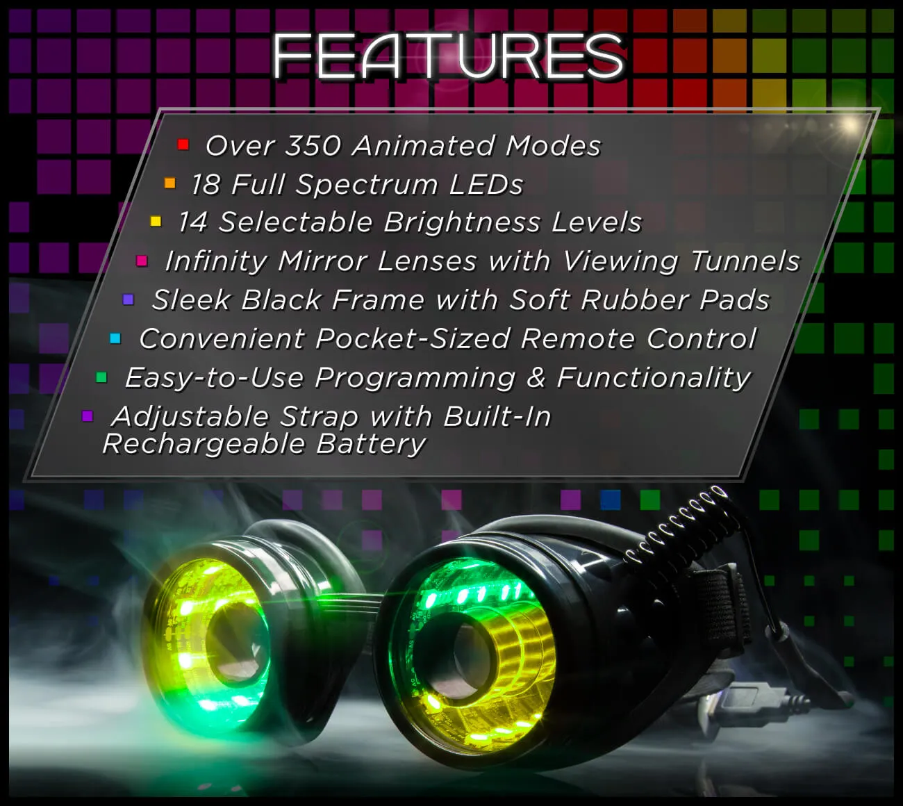 GloFX Pixel Pro Infinite Portal Goggles