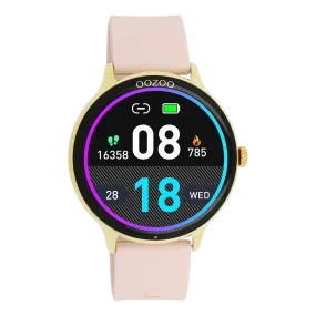 Gold coloured OOZOO smartwatch with pink grey rubber strap - Q00131