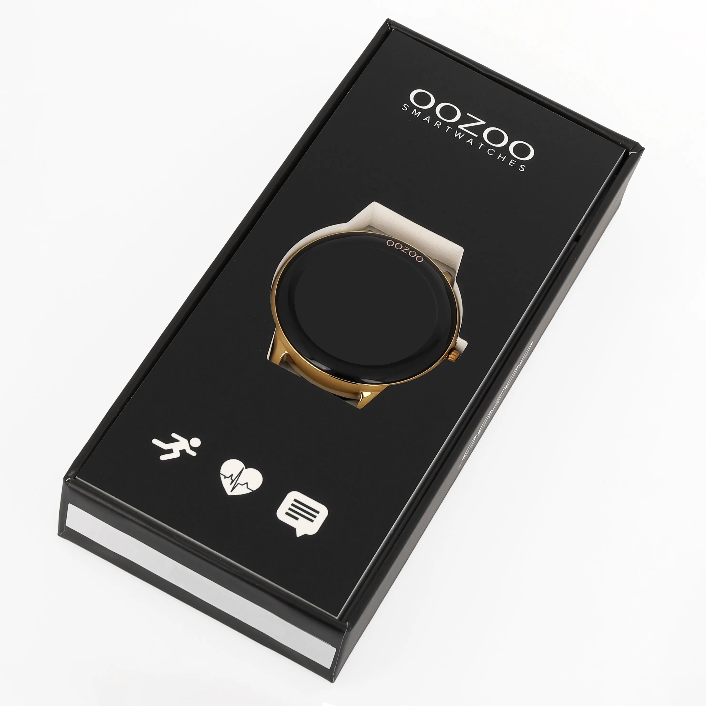 Gold coloured OOZOO smartwatch with pink grey rubber strap - Q00131