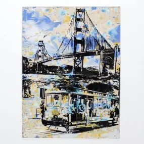 Golden Gate Bridge & Trolley HPM Acrylic Silkscreen Print by Bobby Hill