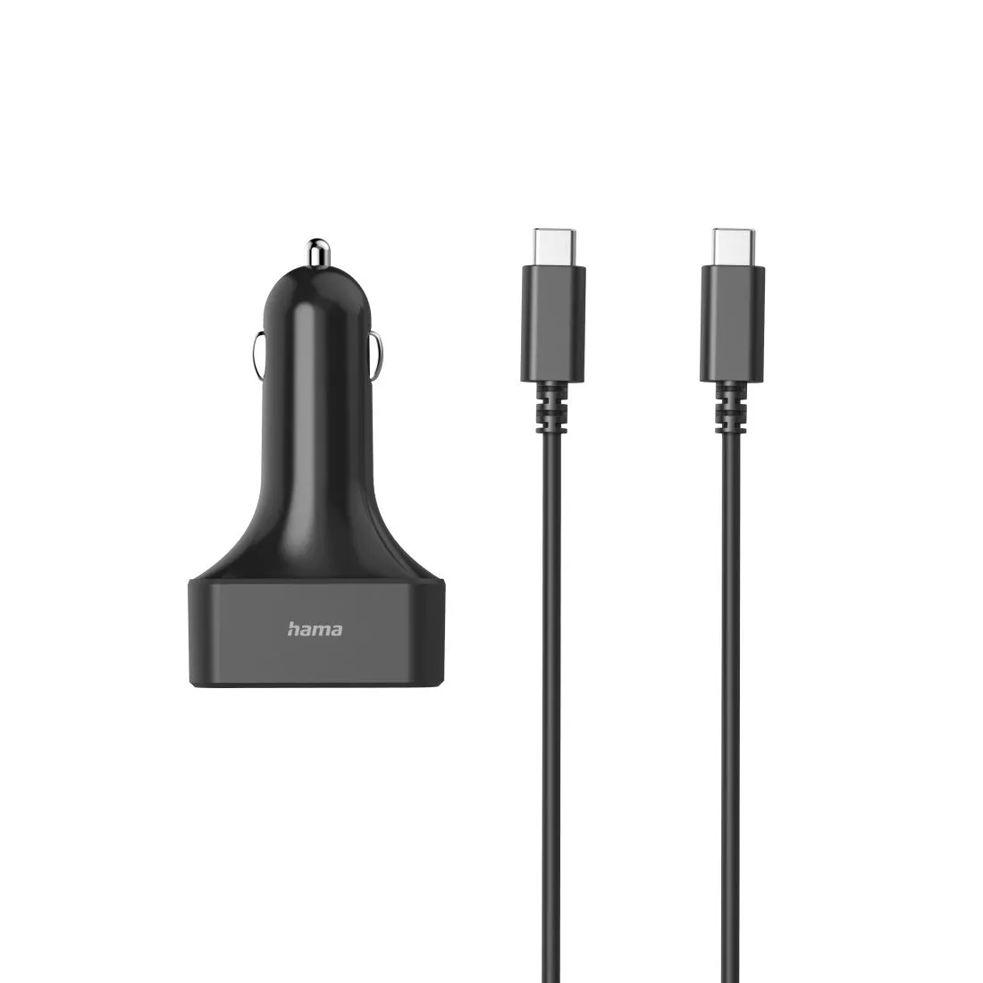 Hama - (65W/3.25A) USB C / USB A car charger power supply Power Delivery with USB C charging cable (00200018) - Black