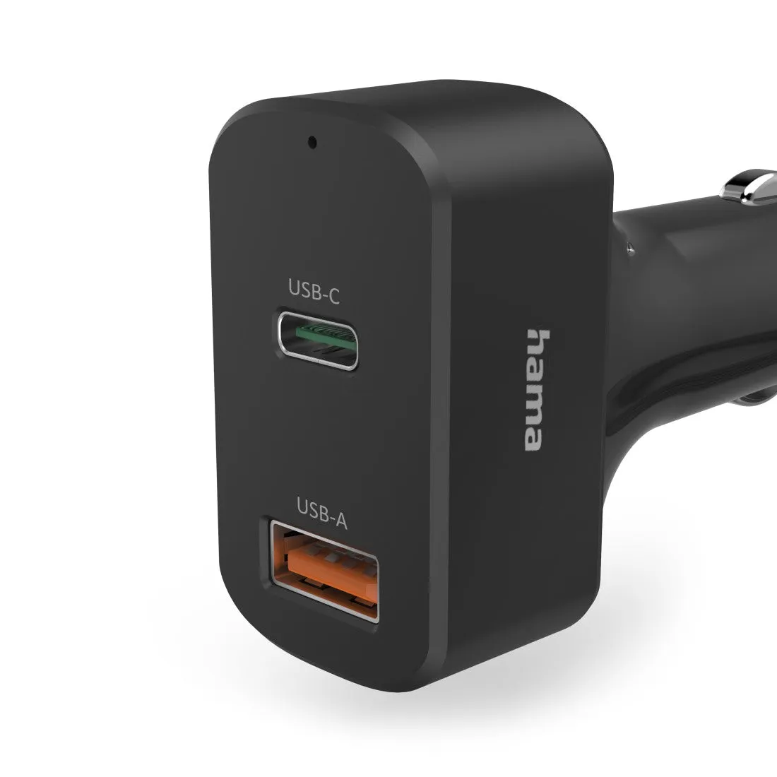 Hama - (65W/3.25A) USB C / USB A car charger power supply Power Delivery with USB C charging cable (00200018) - Black