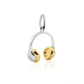 Headphones Charm Two-Tone Silver