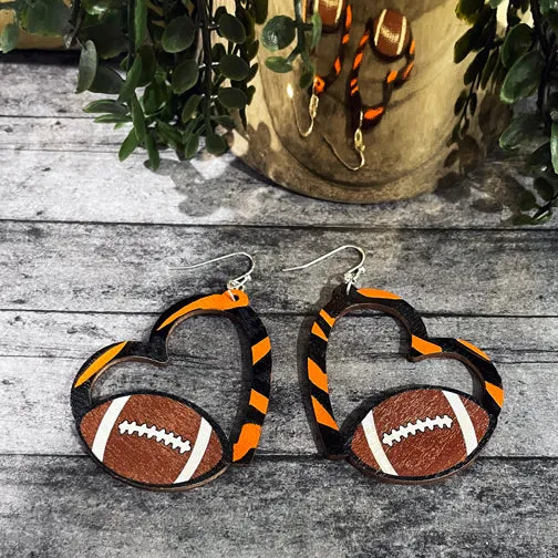 Hearts for the Cincinnati Bengals Football Earrings (SILVER OR GOLD EAR HOOKS)