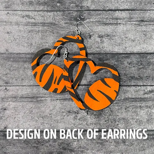 Hearts for the Cincinnati Bengals Football Earrings (SILVER OR GOLD EAR HOOKS)