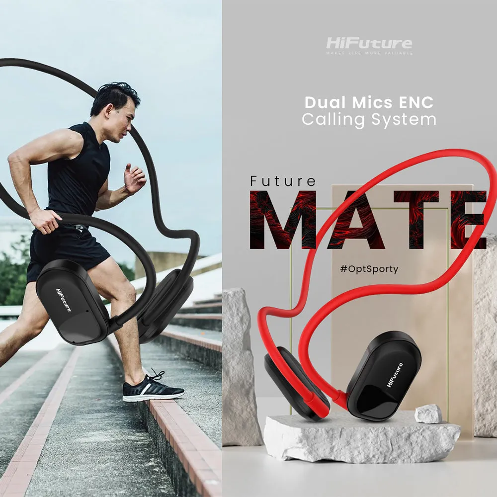 HiFuture FutureMate Open Ear Air Conduction Wireless Headphones with 2 Mic (Black)