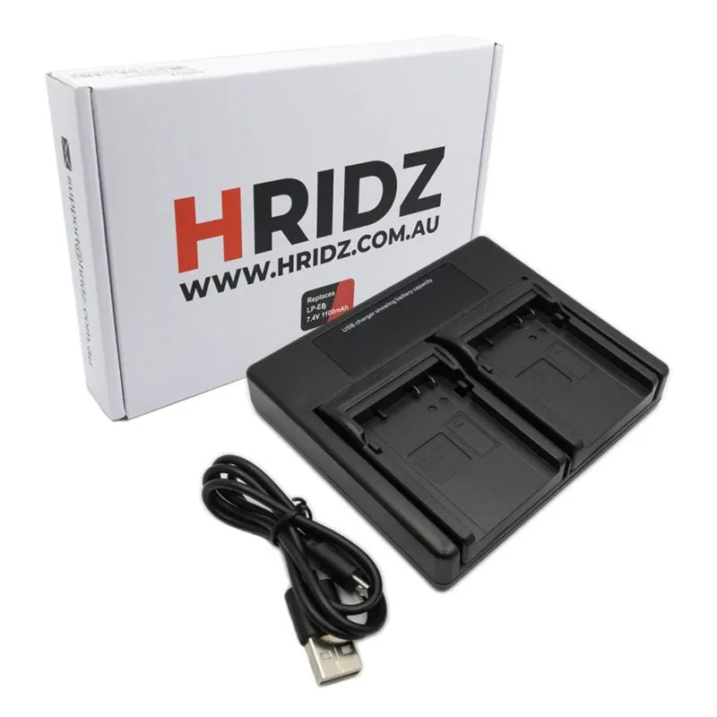 HRIDZ LP-E6 LP-E6NH Dual Battery Charger For Canon EOS 5D 6D 7D 80D 70D 60D LP-E6 60Da