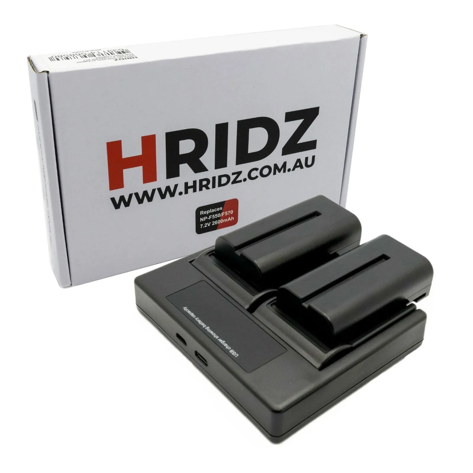 Hridz NP-F550 Batteries & Charger Set Compatible with Sony NPF 550 970 series