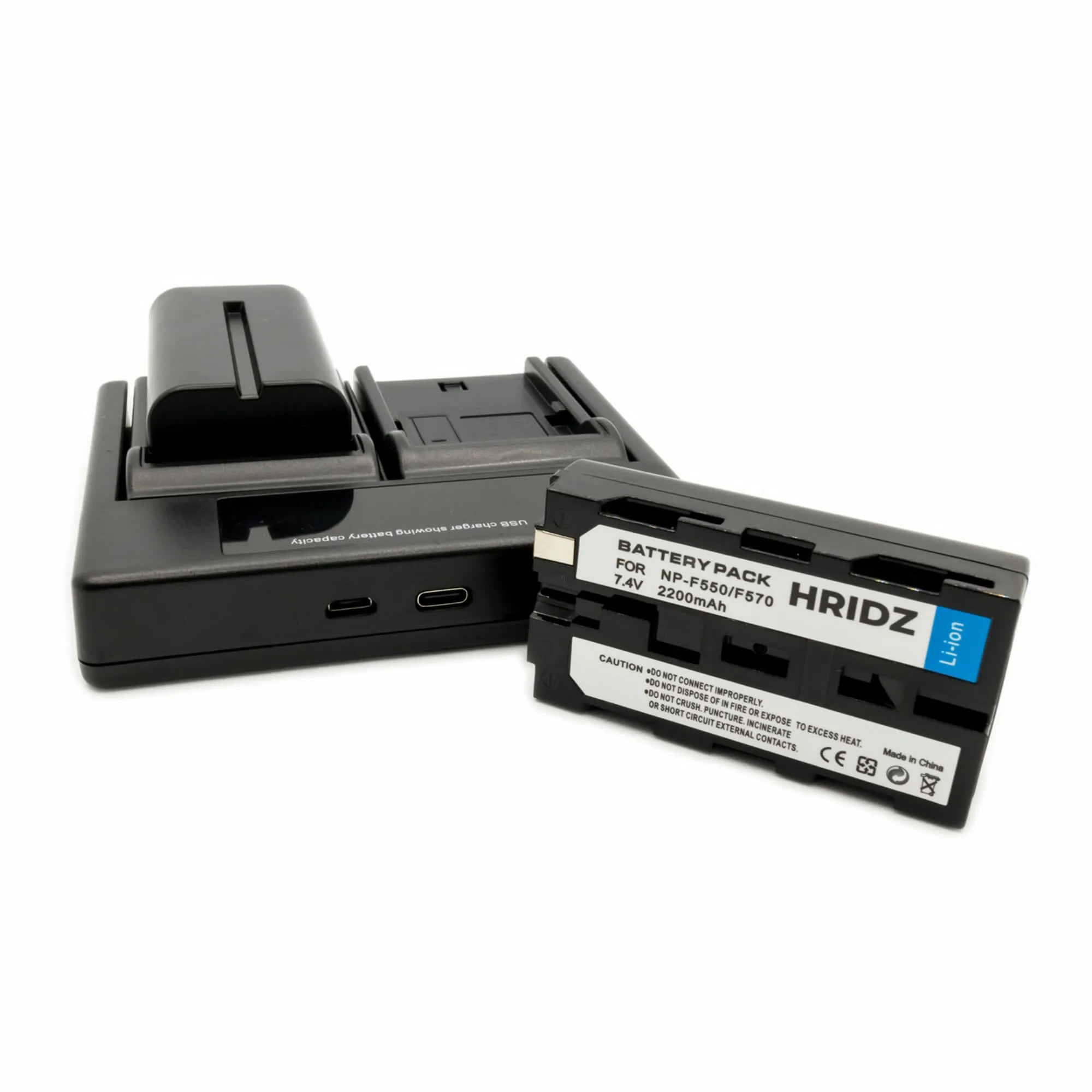 Hridz NP-F550 Batteries & Charger Set Compatible with Sony NPF 550 970 series