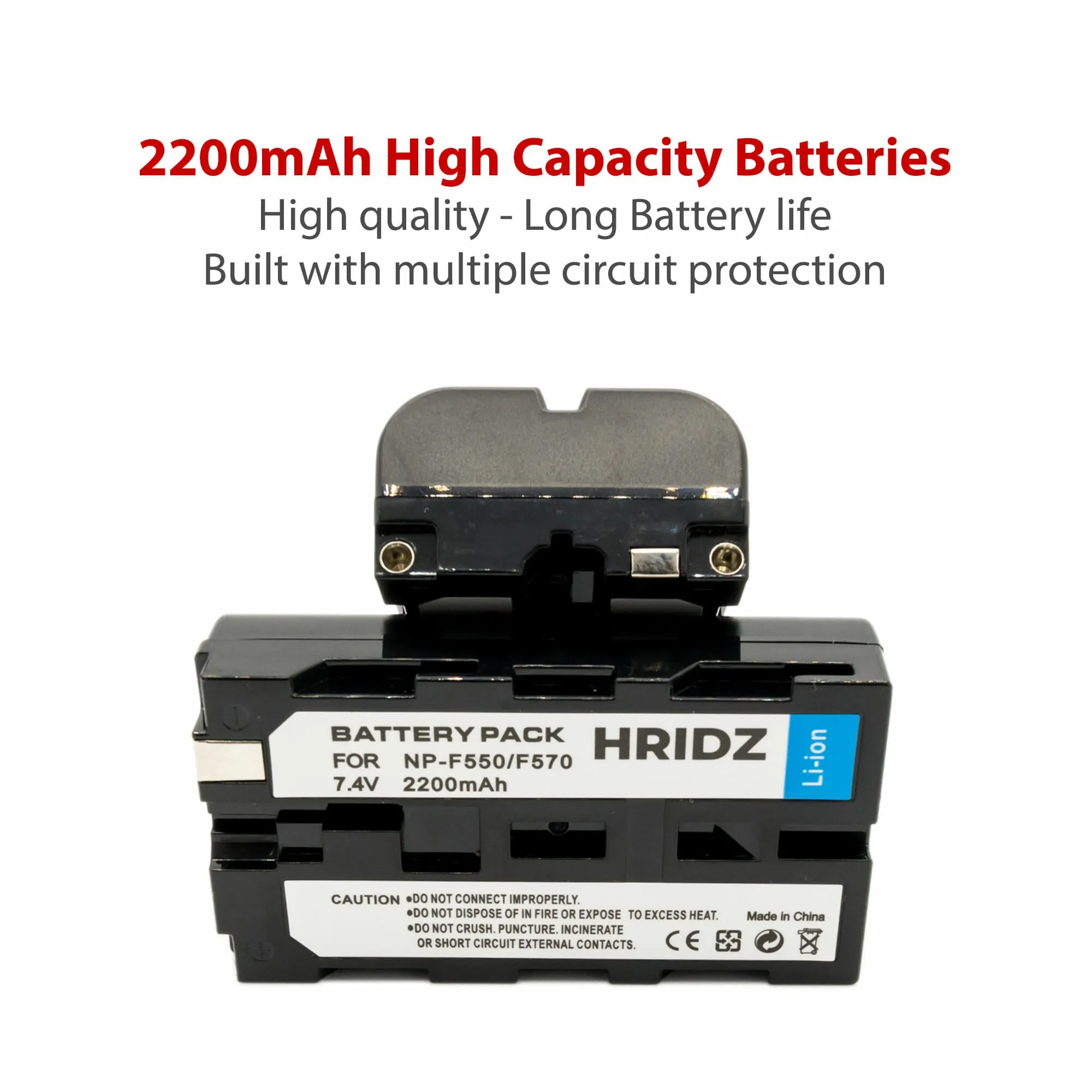 Hridz NP-F550 Batteries & Charger Set Compatible with Sony NPF 550 970 series