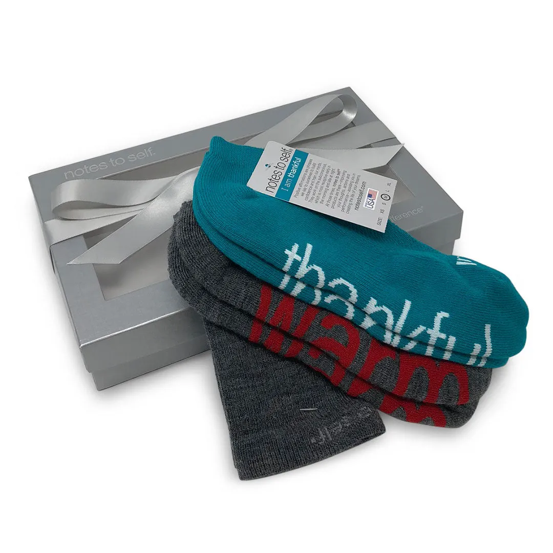 I am warm™ merino wool crew socks   I am thankful™ low-cut socks in gift box