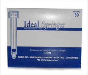 Ideal syringe, 6cc, luer slip, RTP, 50 / box, each