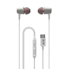 In-Ear Wired Earbuds with USB-C Connector (White) - Bar Audio by cellhelmet