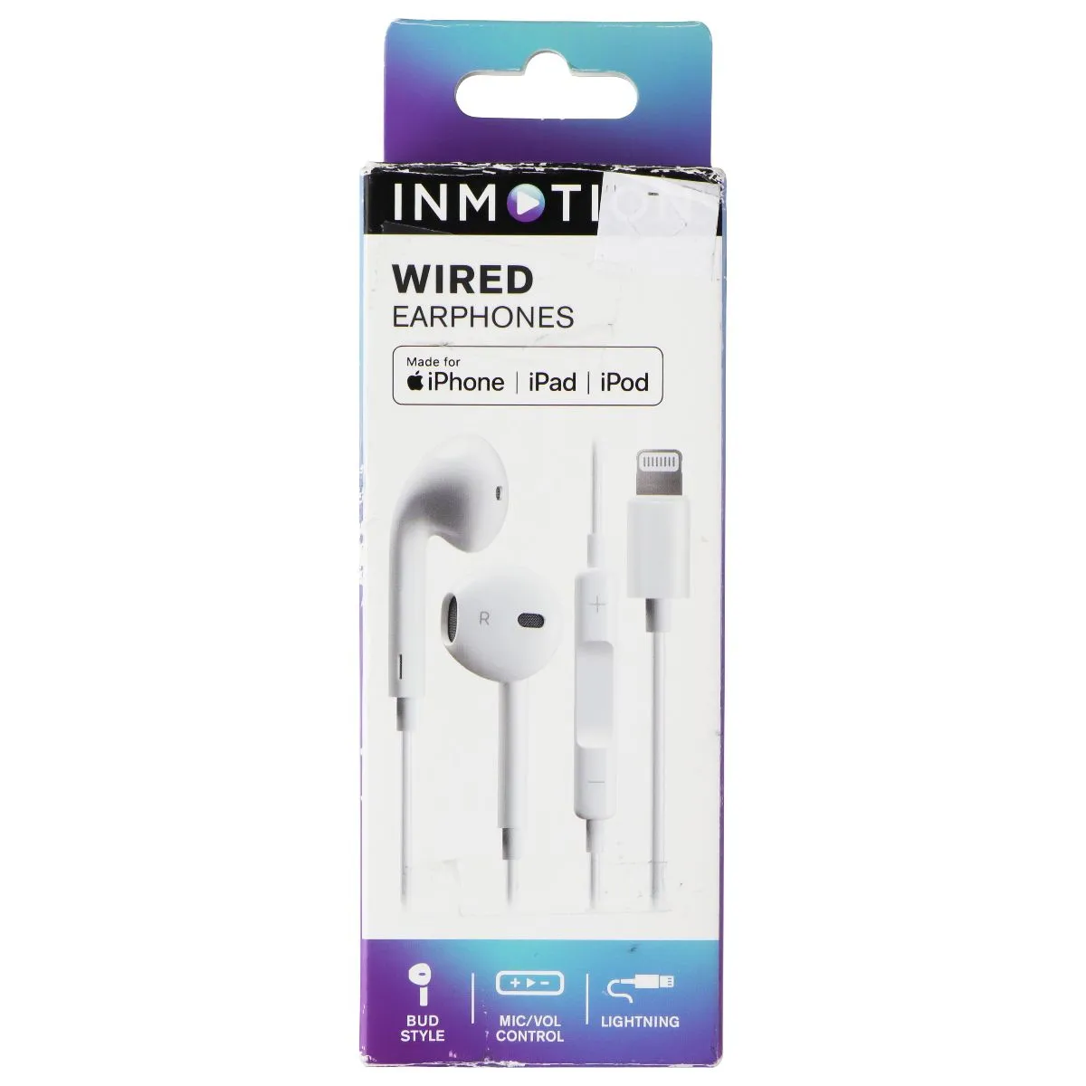 InMotion (1.2M) Wired Apple EarPods with Lightning (8-Pin) Adapter - White