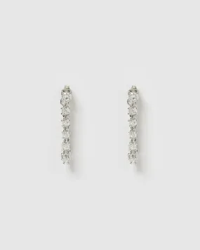 Izoa Alicia Drop Stud Earrings Silver