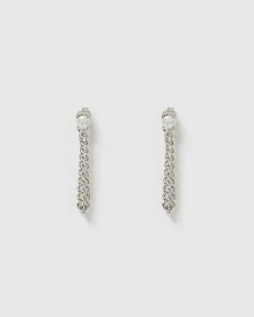 Izoa Annie Drop Stud Earrings Silver