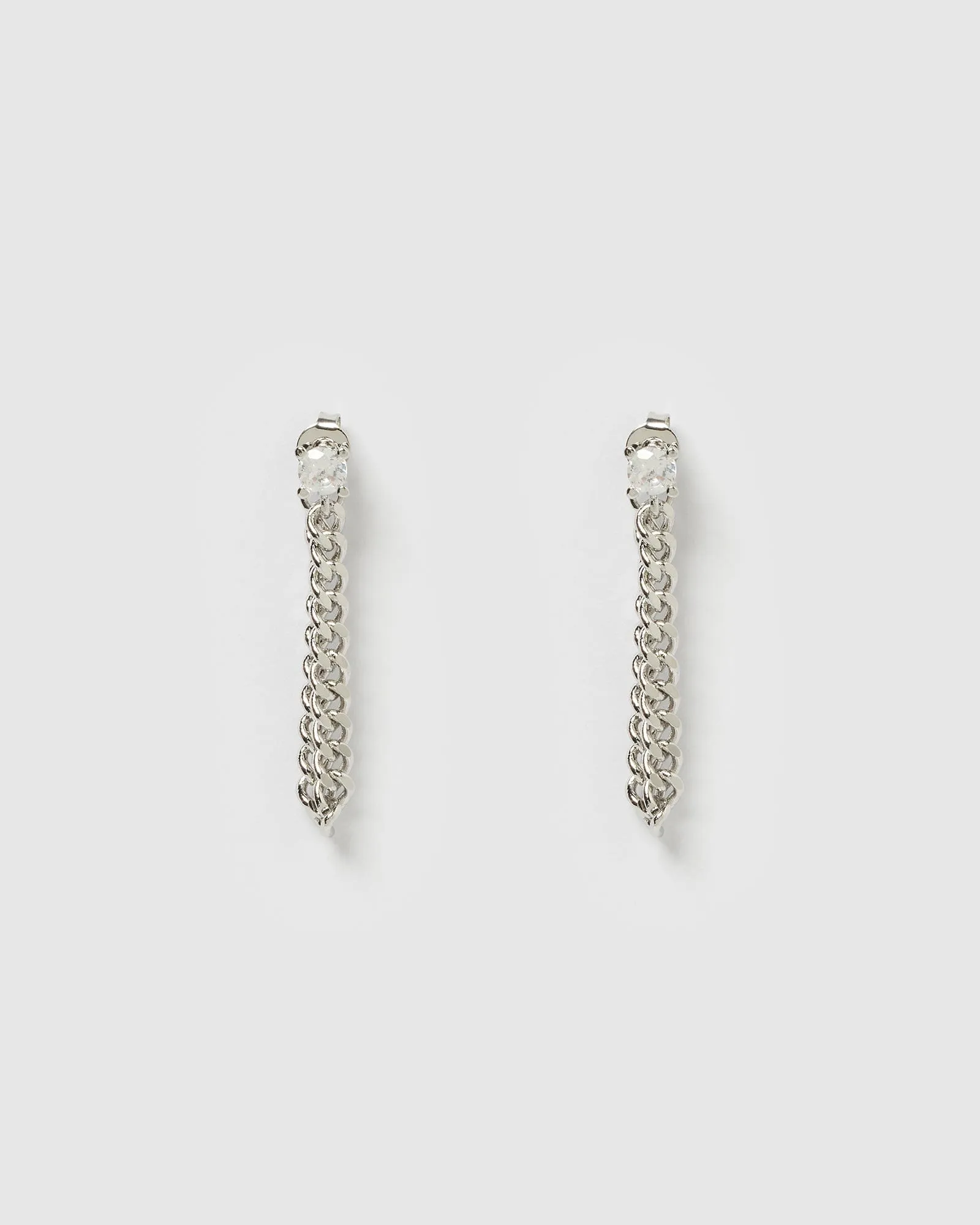 Izoa Annie Drop Stud Earrings Silver