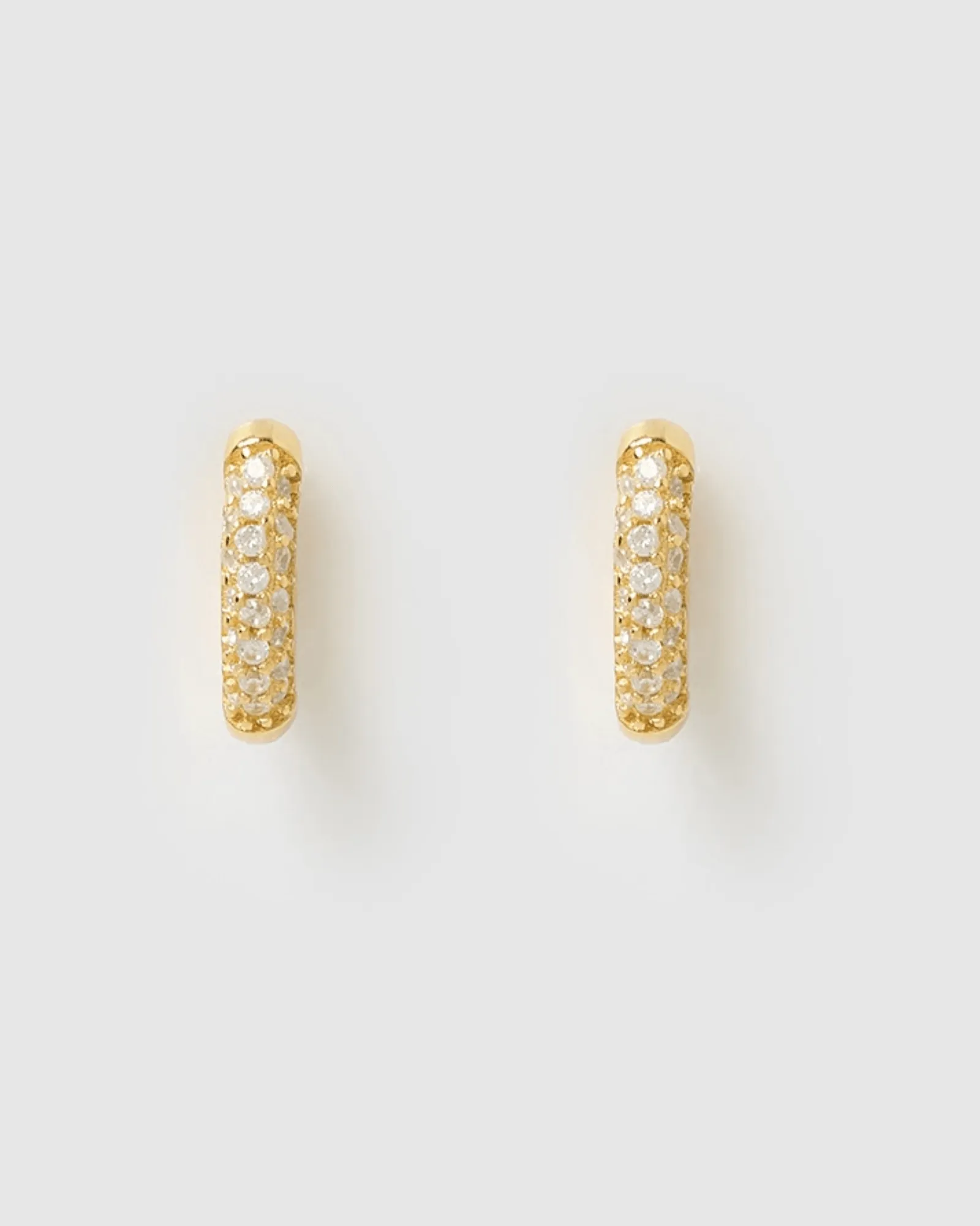 Izoa Coco Huggie Earrings Gold Clear