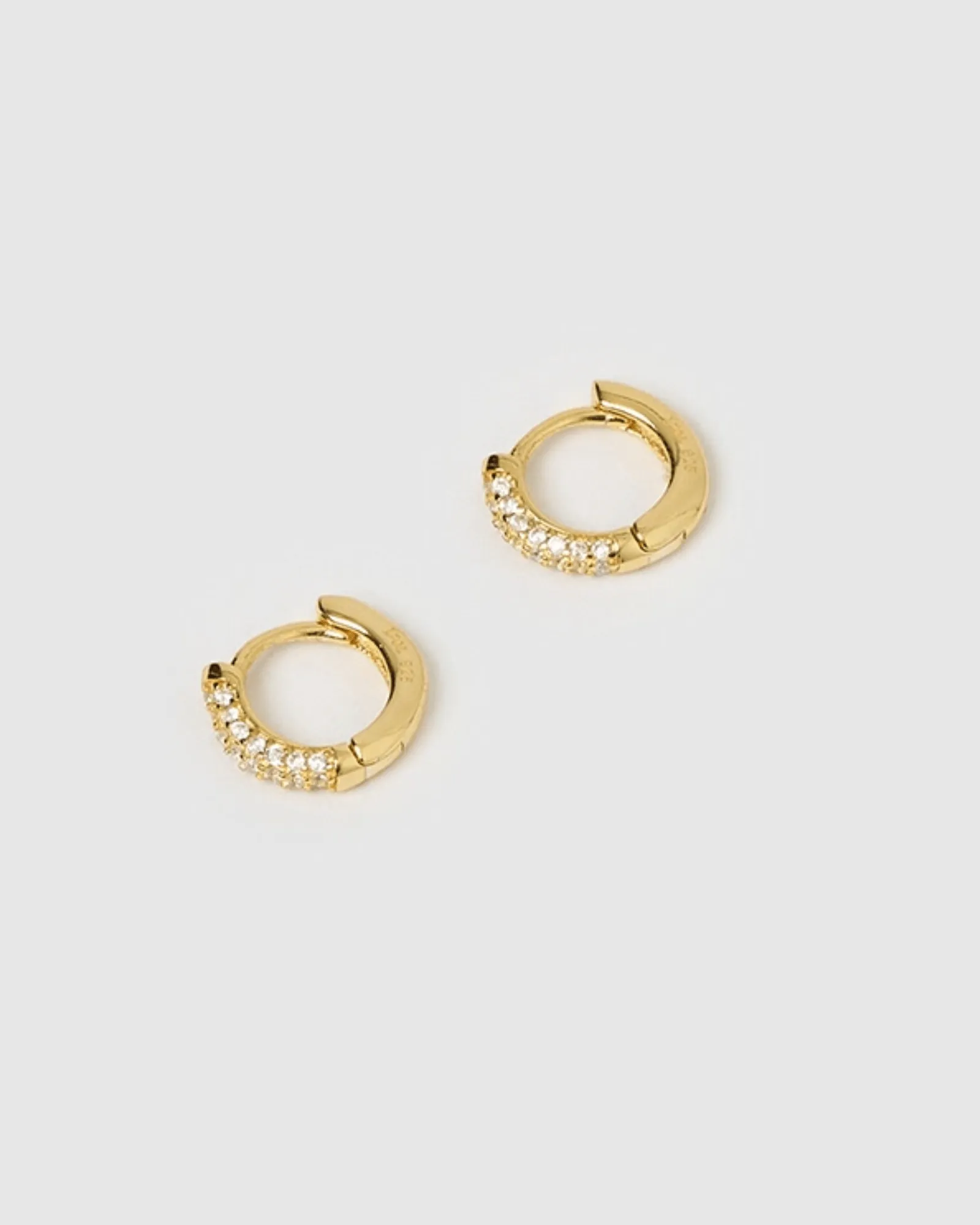 Izoa Coco Huggie Earrings Gold Clear