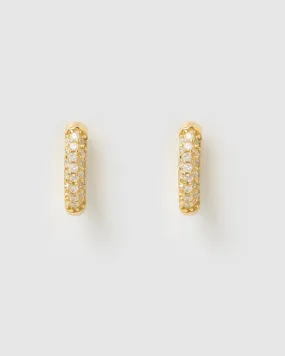 Izoa Coco Huggie Earrings Gold Clear