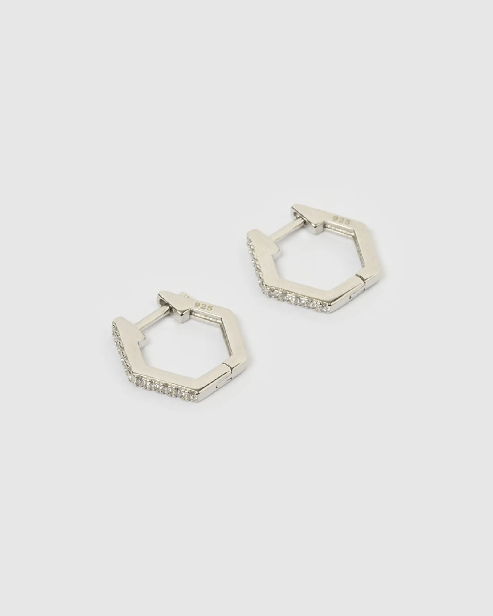 Izoa Geo Huggie Earrings Silver