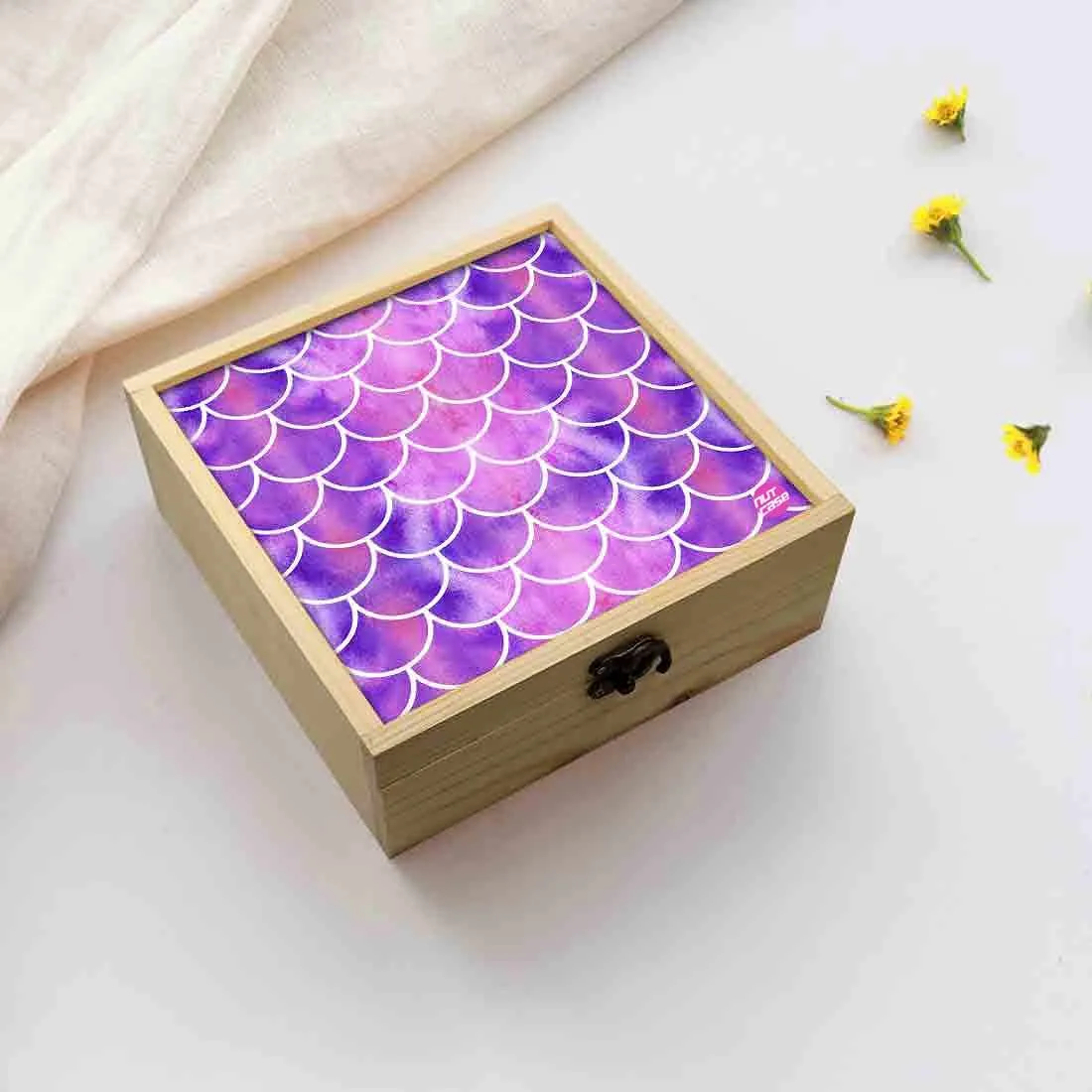 Jewellery Box Wooden Jewelry Organizer -  Purple Mermaid Watercolor