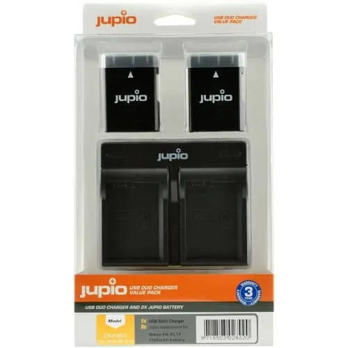 Jupio 2x EN-EL14/EN-EL14A Battery Kit (1100mAh) Includes USB Dual Charger