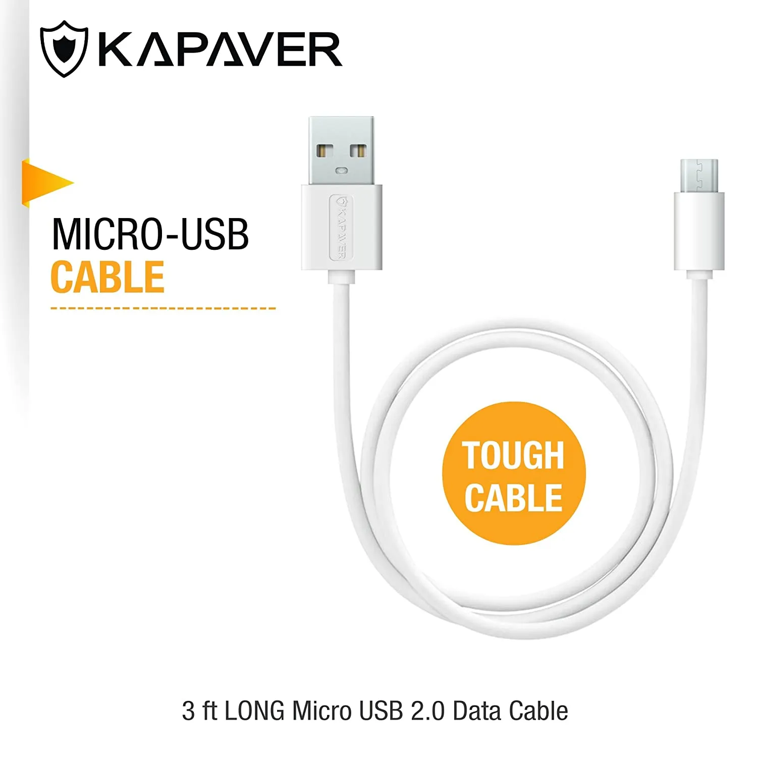 KAPAVER Micro USB Cable For Charging & Sync Data to Android SmartPhones 1 meter