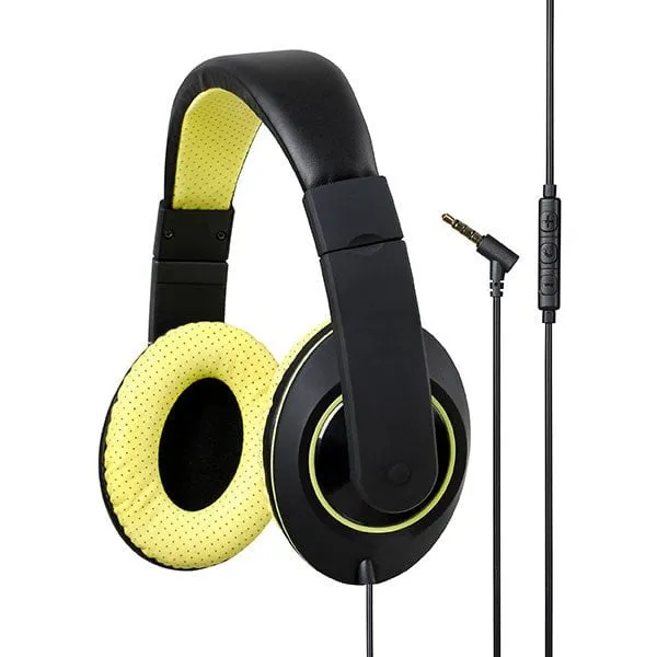 Kensington Over Ear Headphones with Inline Mic and Volume Control Yellow