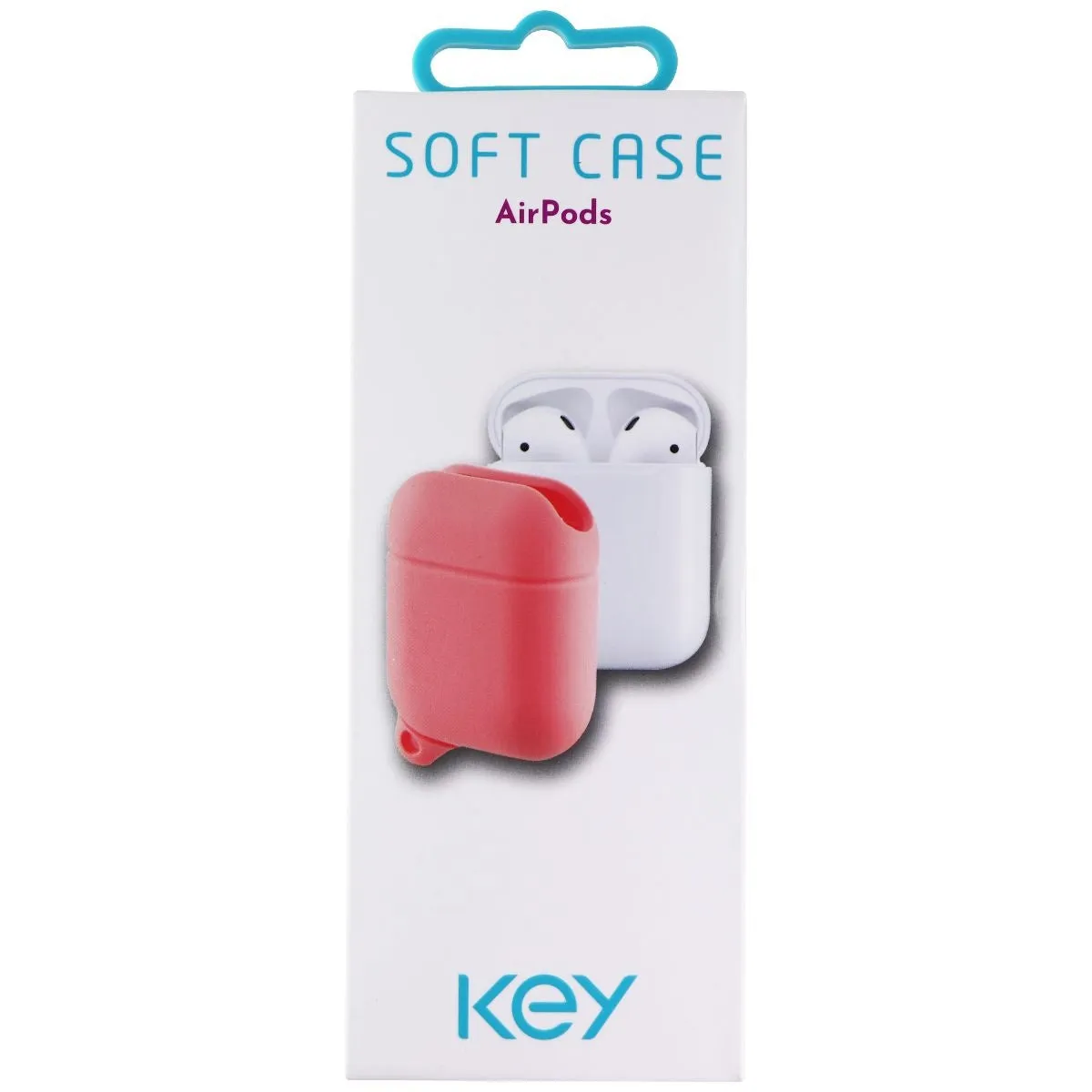 Key Silicone Soft Case with Clip for Apple AirPods 1st and 2nd Gen - Pink