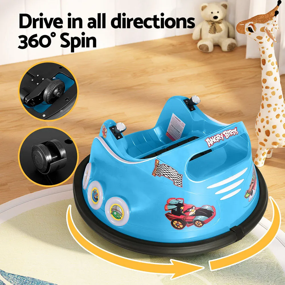 Kids Ride On Car Bumper Electric Toys Cars Light Remote Angry Birds Sticker - Blue