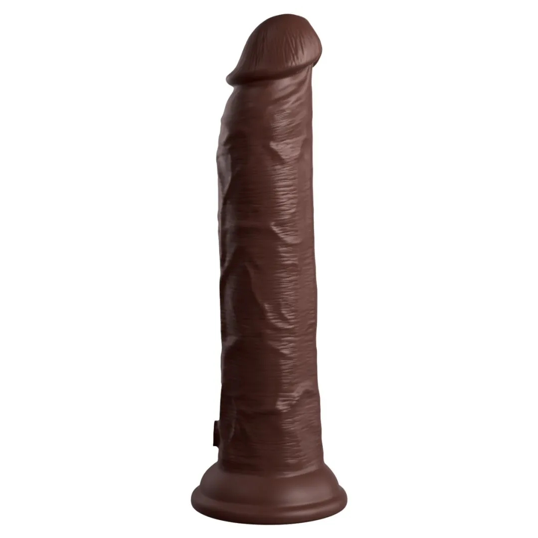 King Cock Elite 9" Vibrating Silicone Dual Density Dildo with Remote  - Chocolate