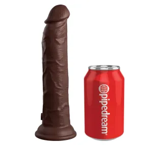 King Cock Elite 9" Vibrating Silicone Dual Density Dildo with Remote  - Chocolate