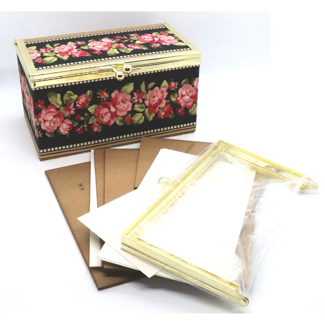 Kiss lock fabric box DIY kit, medium fabric box kit, cartonnage kit 196