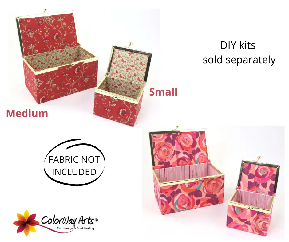 Kiss lock fabric box DIY kit, medium fabric box kit, cartonnage kit 196