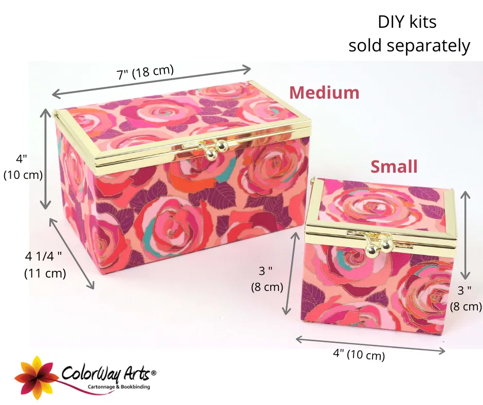 Kiss lock fabric box DIY kit, medium fabric box kit, cartonnage kit 196