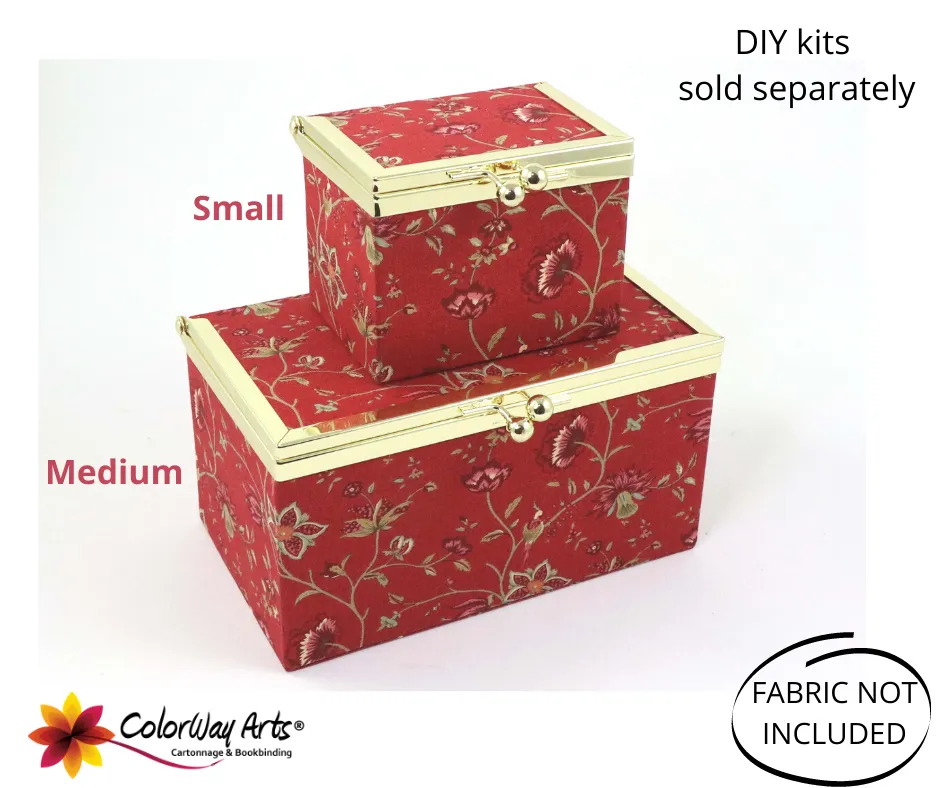 Kiss lock fabric box DIY kit, medium fabric box kit, cartonnage kit 196