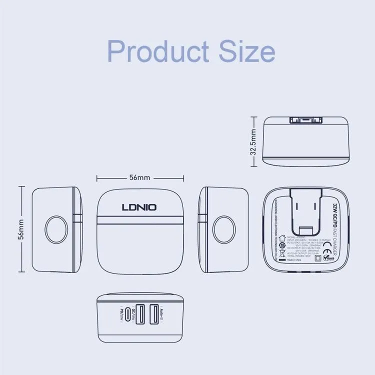 LDNIO 32W Quick Charge 3.0 USB Phone Charger with 3 Ports