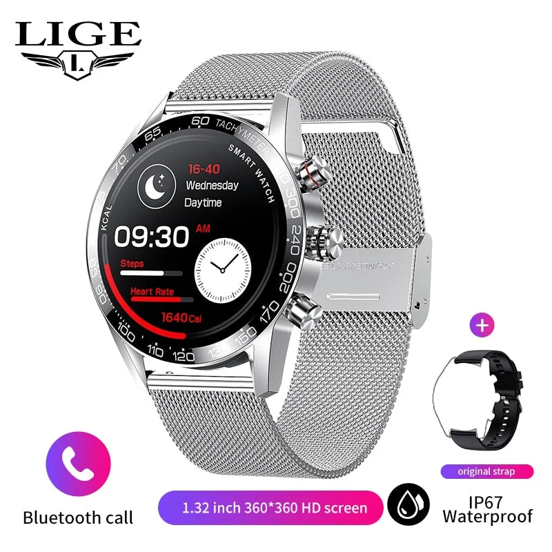 Lige 360 AMOLED HD Screen Watch For Men Smart Watch Bluetooth Calling Smartwatch 2022 Fashion Business Clock New Smartband Man