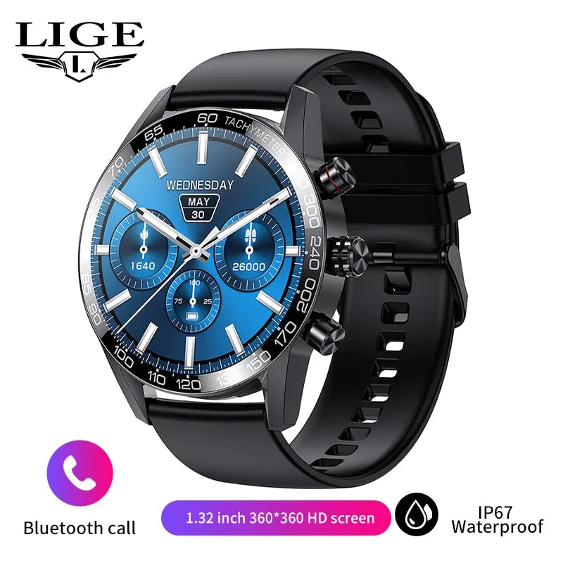 Lige 360 AMOLED HD Screen Watch For Men Smart Watch Bluetooth Calling Smartwatch 2022 Fashion Business Clock New Smartband Man