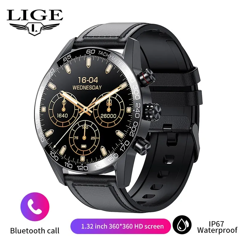 Lige 360 AMOLED HD Screen Watch For Men Smart Watch Bluetooth Calling Smartwatch 2022 Fashion Business Clock New Smartband Man