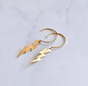 Lightning Bolt Dangle Earrings - Gold