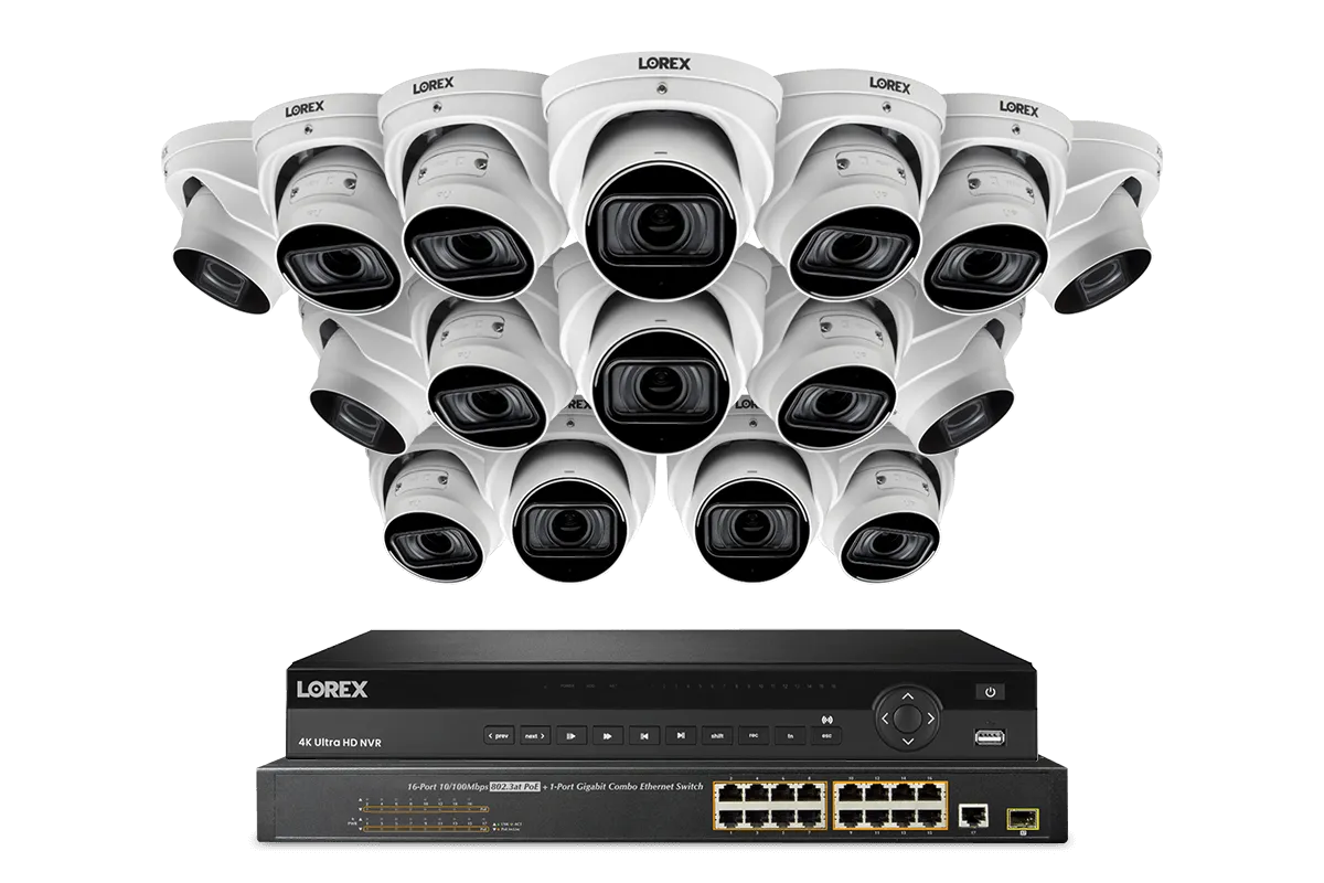 Lorex Elite Series NVR with N4 (Nocturnal Series) IP Dome Cameras - 4K 32-Channel 8TB Wired System