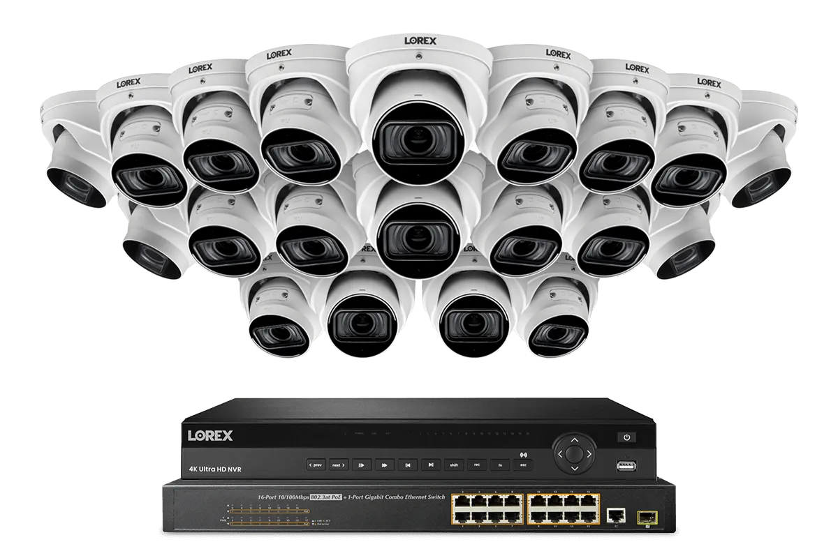 Lorex Elite Series NVR with N4 (Nocturnal Series) IP Dome Cameras - 4K 32-Channel 8TB Wired System