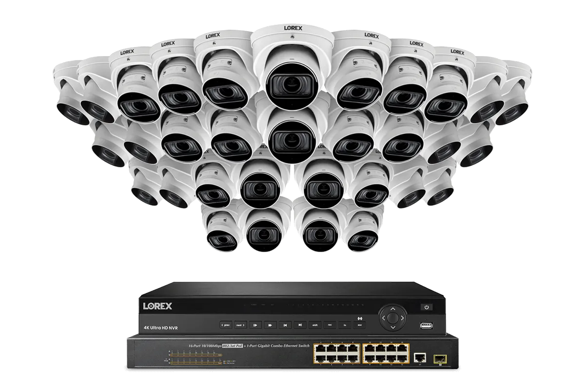 Lorex Elite Series NVR with N4 (Nocturnal Series) IP Dome Cameras - 4K 32-Channel 8TB Wired System