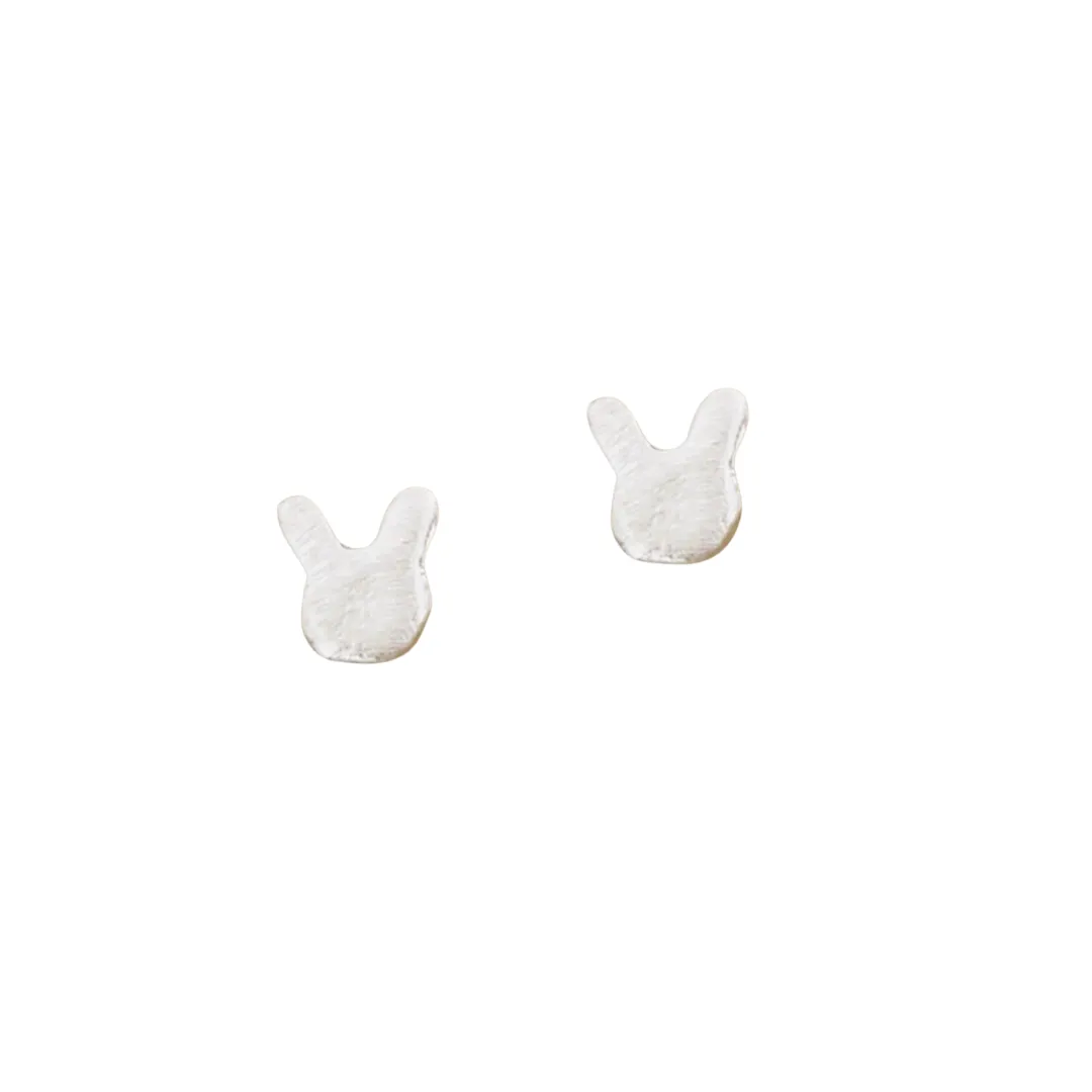 Micro Stud Earrings: Sterling Silver Bunnies