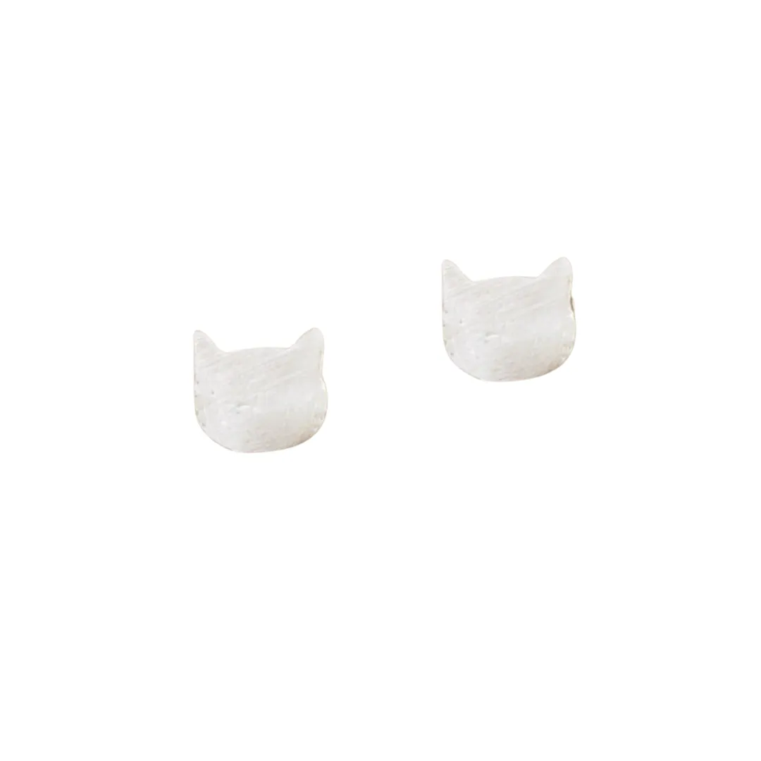 Micro Stud Earrings: Sterling Silver Kitties