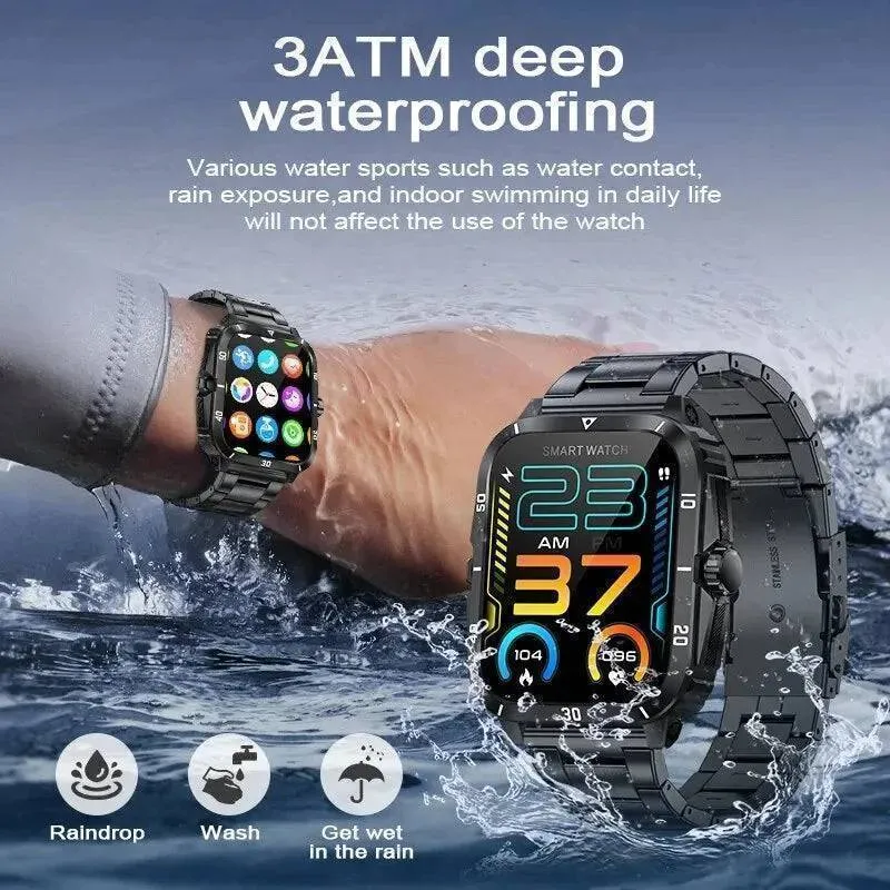 Military Smart Watch Men IP68 3ATM Waterproof with BT  Call Outdoor - Sports Fitness Tracker 24H Health Monitor 430mAh Battery