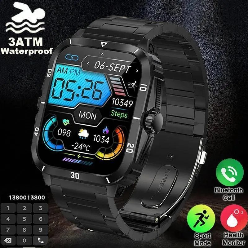 Military Smart Watch Men IP68 3ATM Waterproof with BT  Call Outdoor - Sports Fitness Tracker 24H Health Monitor 430mAh Battery